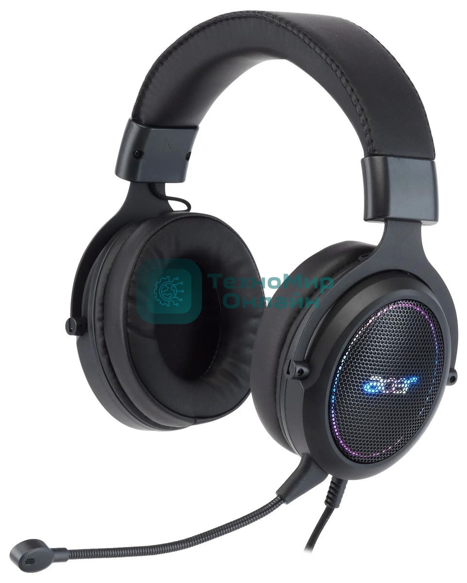 Гарнитура Acer AHW120 чёрный, проводная, USB, подсветка