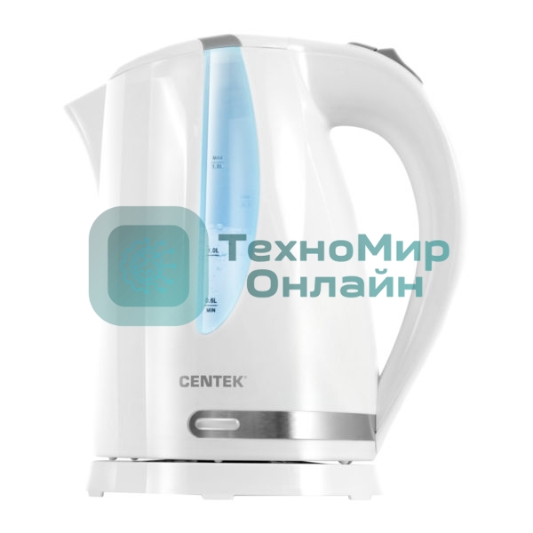 Электрочайник Centek CT-0040 белый, 1.8 л, 2200 Вт, скрытый нагревательный элемент