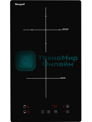 Индукционная варочная панель Домино Weissgauff HI 32, 30 см, индукционная, стеклокерамика, сенсорное управление, индикация степени нагрева, таймер, блокировка от детей, автоотключение, черная