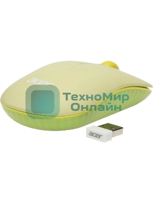 Мышь беспроводная Acer OMR205 зеленый/желтый, 1200 dpi, радиоканал, USB, кнопки - 3