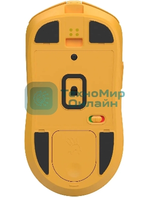 Мышь беспроводная/проводная A4Tech Bloody R72 Ultra Duo желтый, 20000 dpi, USB Type-A/Type-C, радиоканал, кнопки-7