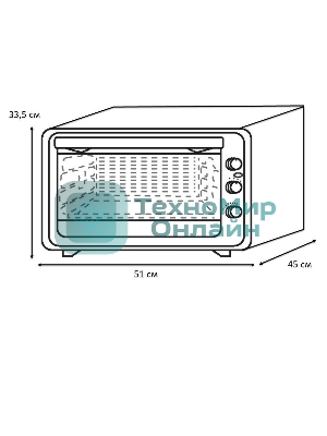 Мини-печь Delta D-0123 серая с тэном повыш. мощности,1300 Вт,37 л,2 нагреват. эл, с термостатом
