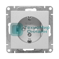 Механизм розетки EKF UP1-SOA-111 16А, с заземлением, со шторками, алюминий Эпика