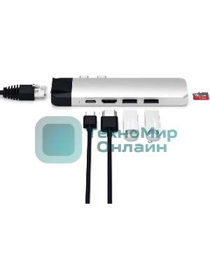 USB-концентратор Satechi ST-TCPHES, USB Type-C, USB 3.0/RJ-45/USB Type-C/HDMI/microSD, USB