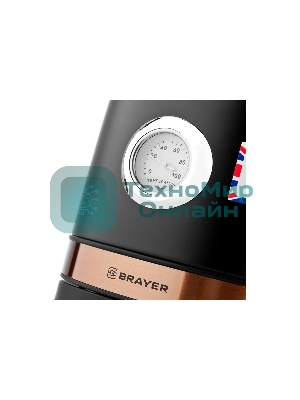 Чайник электрический BRAYER BR1005BK 2200 Вт.1.7 л, STRIX, сталь окраш, термометр, черный