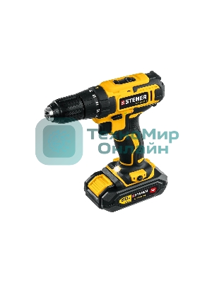 Дрель-шуруповерт STEHER CD-200-1, 20 В, 2 Ач, 45 Нм, бесщеточный