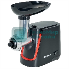 Мясорубка электрическая АКСИНЬЯ КС-2000 черный, 2000 Вт, 1.7 кг/мин, реверс, защита от перегрузки, насадки - 4