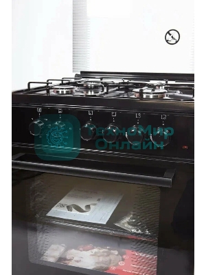 Плита комбинированная VESTA Valencia VGE 50 10-E черный, конфорок 4 газовых, духовка 52 л, 50 см x 85 см x 57 см