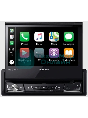 Автомагнитола Pioneer AVH-Z7250BT, 1 DIN, CD, Bluetooth, USB Type-A, AUX, CarPlay, пульт ДУ, съёмная панель