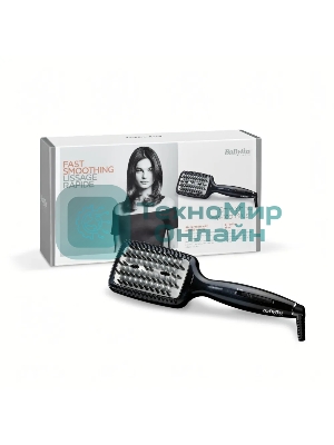 Расческа-выпрямитель BaByliss Smoothing Heated Brush HSB101E черный, 45 мм, 200 °C, 3 режима
