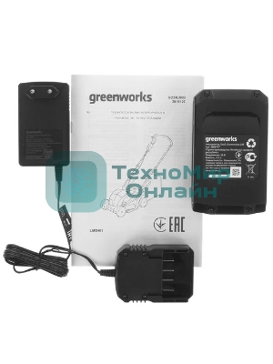 Газонокосилка аккумуляторная GreenWorks GD24LM33k2, 24 В, 2 Ач