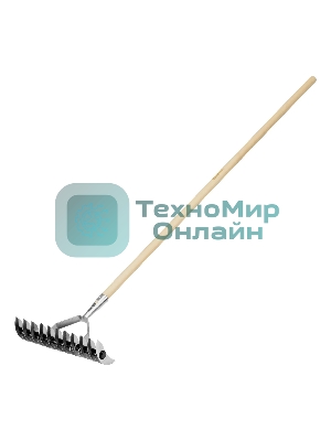 Грабли Palisad BASE двусторонние аэраторные, стальные, зубъя 11/21шт, 340 мм, деревянный черенок