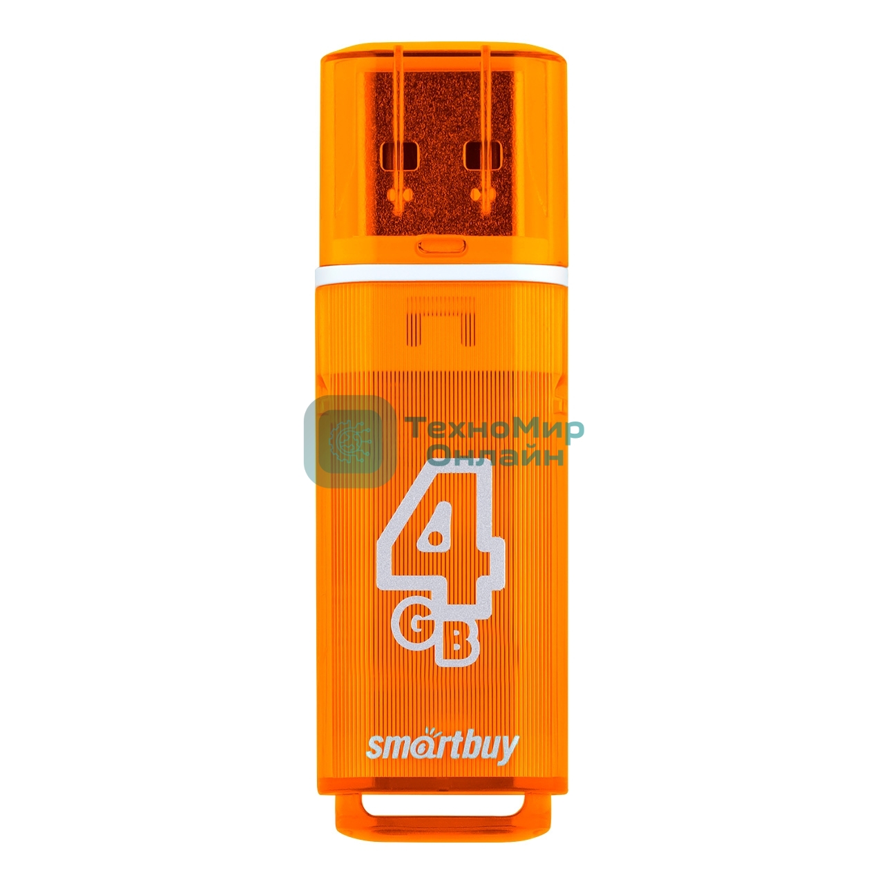 Флешка USB Smartbuy Glossy series Orange (SB4 GbGS-Or), 4Gb, USB 2.0, R/W 25/15, оранжевый
