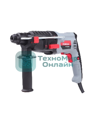Перфоратор ПОБЕДА П-24/800, SDS+, 800Вт, 1200об/мин, 5300уд/мин, макс. диаметр бурения 24мм, дополнительная рукоятка, глубиномер, кейс