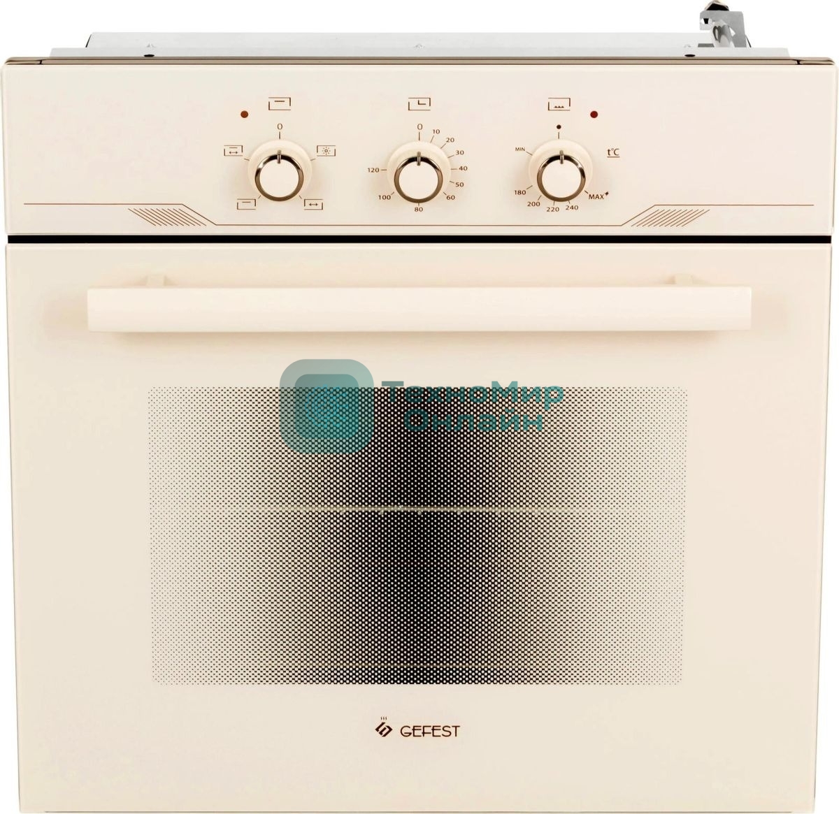 Встраиваеммый газовый духовой шкаф Gefest ДГЭ 621-01 В1, 52л, дверца с 2 стеклами, кремовый