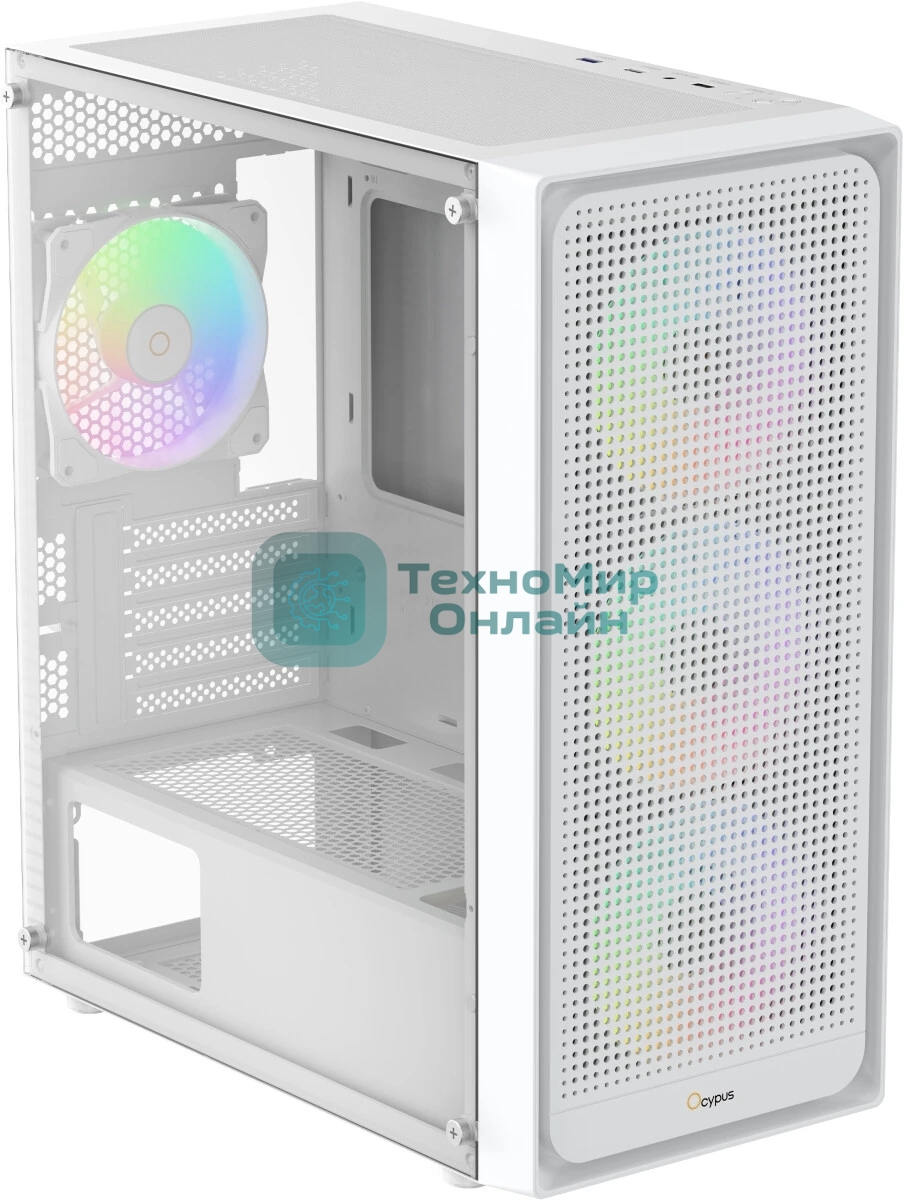 Корпус Ocypus Gamma C50 WH ARGB, Mini-Tower, белый, 4 x 120 мм