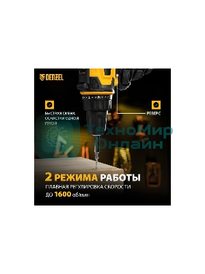 Дрель-шуруповерт Denzel SD-300-10, 300Вт, 40 Нм, щеточный