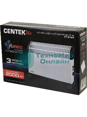 Конвектор Centek CT-6124 белый, 750/1250/2000 Вт, 20 м2, механический термостат