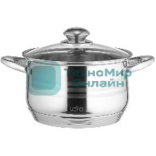 Кастрюля Lara LR02-582 SONATA 20x12,5 см, 3.9 л, нержавеющая сталь, с крышкой