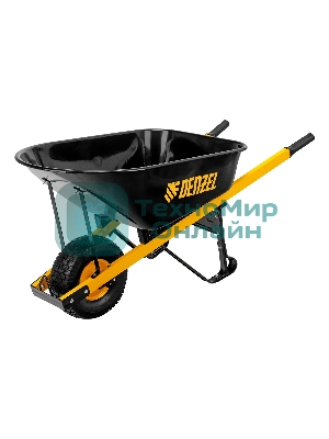 Тачка строительная Denzel усиленная, объем 140 л, 230 кг, колесо 15х6.00-6