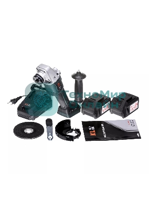 Угловая шлифовальная машина бесщеточная (болгарка) аккумуляторная KLPRO KLAT18BS-50 с регулеровкой оборотов (18В, Li-ion-2шт, 5.0Ач, 115мм, М14, 500-10000 об/мин З/У,в кейсе)