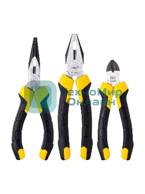 Набор плоскогубцев Deli DL2008Z-3 8-дюймовые комбинированные плоскогубцы, 6-дюймовые длинногубцы, 6-дюймовые диагональные плоскогубцы. Высокоуглеродистая сталь. Двухкомпонентная ручка