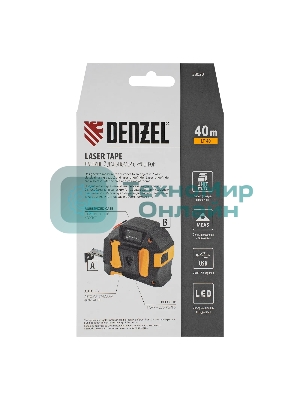 Лазерный дальномер с рулеткой Denzel LT-40, 5м x 19 мм, дальномер 40м, автомат. фиксация