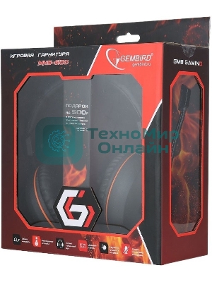 Гарнитура Gembird MHS-G100 чернцый/оранжевый, проводная