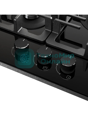 Варочная поверхность Kuppersberg FG 41 B, газ, High-Tech, 45 см, автоматический электроподжиг, газ-контроль, форсунки под сжиженый газ, SABAF конфорки, WOK конфорка, чугунные решетки, цвет черный, цвет фурнитуры черный