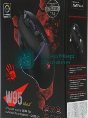 Мышь проводная A4Tech Bloody W95 Max черный, 12000 dpi, USB, кнопки - 10