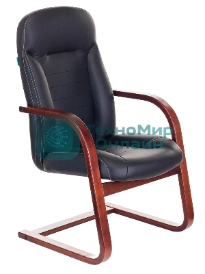 Кресло компьютерное Бюрократ T-9923WALNUT-AV/BL черный, кожа, низкая спинка