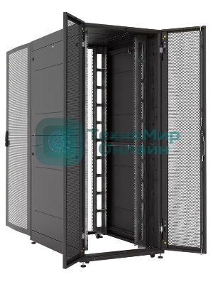 Шкаф серверный ПРОФ напольный 42U (800 1200) двери двойные перф. 2 шт., черный, в сборе