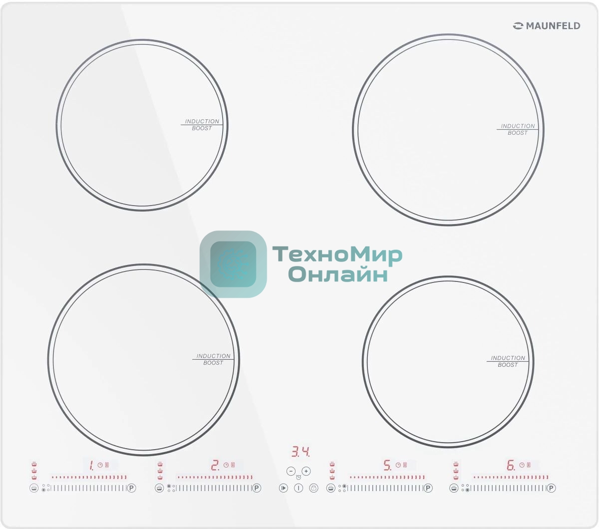 Индукционная варочная панель Maunfeld CVI594SWH, конфорок: 4 шт., стеклокерамика, независимая, белый