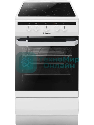 Плита электрическая Hansa FCCW54002 белый, конфорок 4 шт, духовка 68 л, 50 см x 85 см x 60 см
