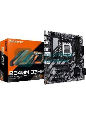 Материнская плата Gigabyte B840M D3HP, AM5, AMD B840, 4xDDR5, 4xSATA, 2xM.2, 1xPCIe 4.0 x16, 1xPCIe x1, 1xHDMI, 2xDP, 1x1Gb LAN, 1xUSB-C 5Gbps, 1xUSB-A 5Gbps, 1xUSB-A 10Gbps, 3xUSB-A 2.0, 3x3.5 мм, 7.1, mATX