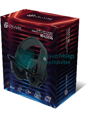 Гарнитура Oklick HS-L355G чёрный, проводная, 3.5 мм, подсветка