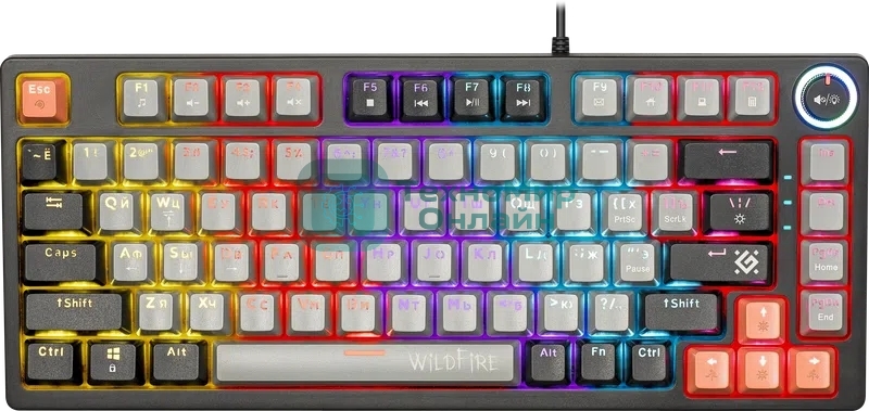 Клавиатура проводная механическая Defender Wildfire GK-213 RU,сер/чер,82кн,TNT розов,1.5м 1