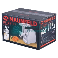 Мясорубка электрическая Maunfeld MF-221SS серый, 1800 Вт, 2.0 кг/мин, реверс, защита от перегрузки, насадки - 4