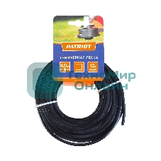 Леска PATRIOT D 4,0 мм L 12 м (квадрат, черный) 400-12-5, картонный подвес