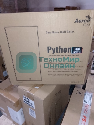 (Поврежденная упаковка) Корпус MidiTower Aerocool Python (ATX/micro-ATX/mini-ITX, без БП, 1x USB3.0, 2x USB2.0, 2x 20cm A.RGB fans Tempered Glass) (4718009158