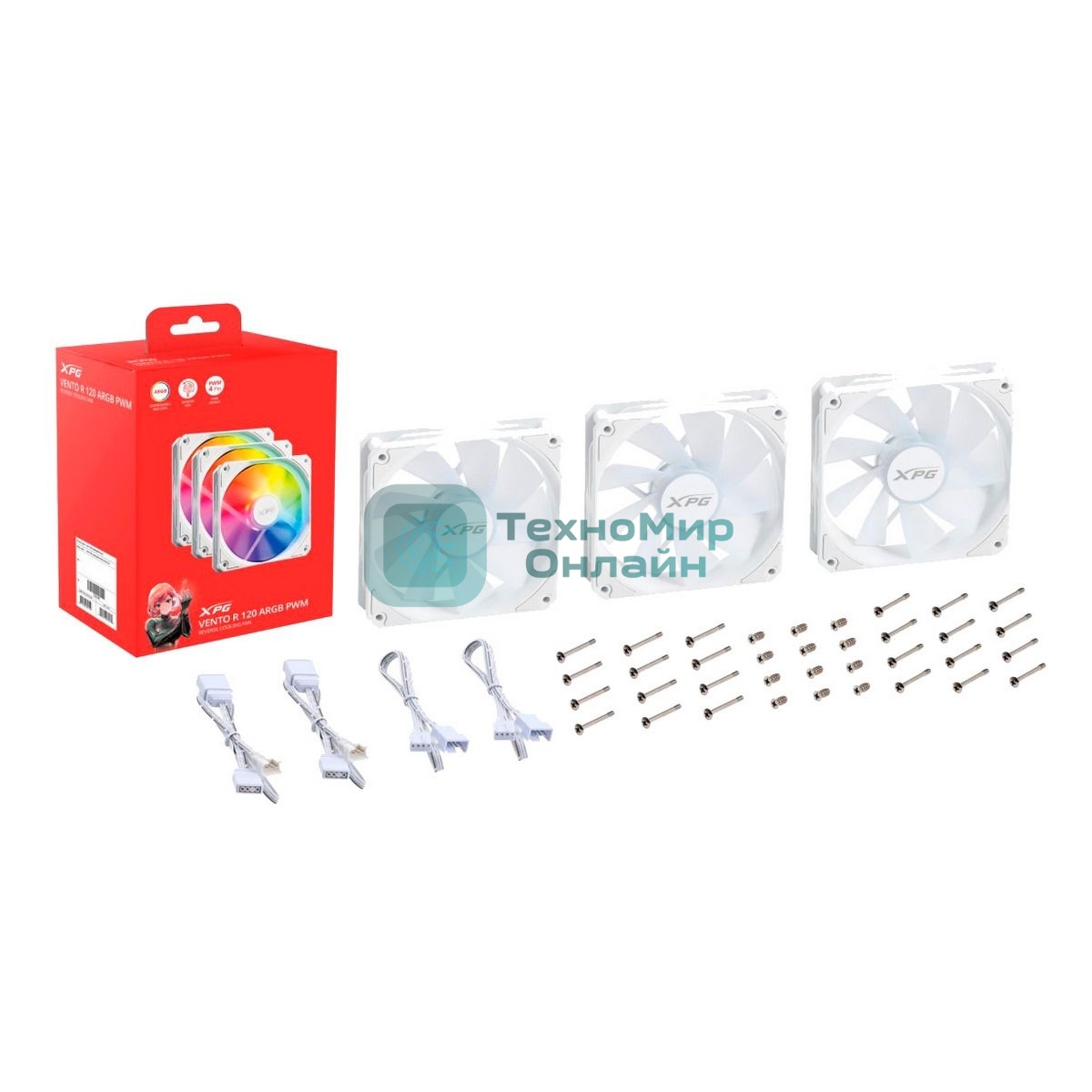 Вентилятор для корпуса ADATA XPG VENTO R 120 ARGb PWM белый, 120 мм, 1600 об/мин, 32 дБ, 4 pin