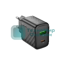 Сетевое зарядное устройство Hoco 30Вт, 3А, QC3.0/PD, 1хUSB, 1хType-C, CS23A, черный, коробка