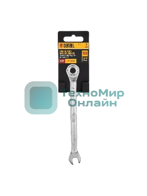 Ключ комбинированный трещоточный Denzel 7 мм, CrV, матовый хром