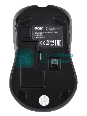 Мышь беспроводная Acer OMR010 черный, 1200 dpi, радиоканал, USB, кнопки - 3