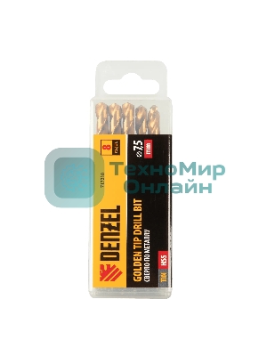 Сверло по металлу Denzel 7,5 мм, HSS-Tin, Golden Tip, 8 шт.