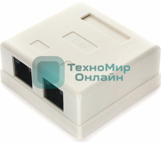 Розетка Cablexpert NA218 RJ-45 кат.6 внешняя 2 порта, 110&Krone