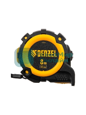 Рулетка Denzel 8м х 32мм, автоматич. фиксац., нейлон. покрытие, магнит. зацеп, двухстор. разметка