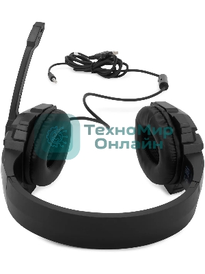 Гарнитура Oklick HS-L355G чёрный, проводная, 3.5 мм, подсветка