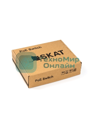 Коммутатор SKAT PoE-4E-1G PoE Plus 65Вт порты: 4-Ethernet 1-Uplink