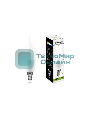 Лампа светодиодная Feron LB-770 11W 230V E14 4000K свеча на ветру